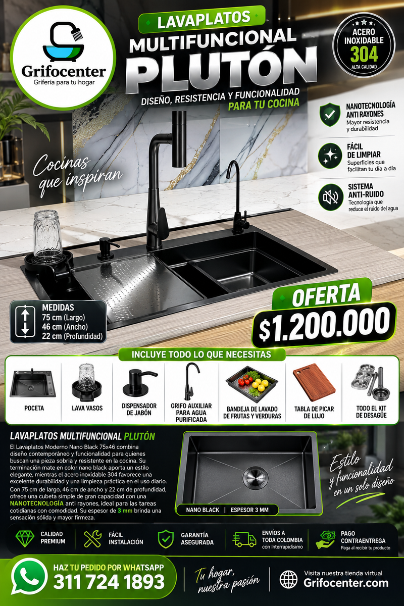 LAVAPLATOS MULTIFUNCIONAL PLUTON 75*46
