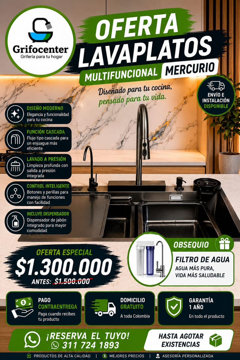 LAVAPLATOS MULTIFUNCIONAL MERCURIO 75*46
